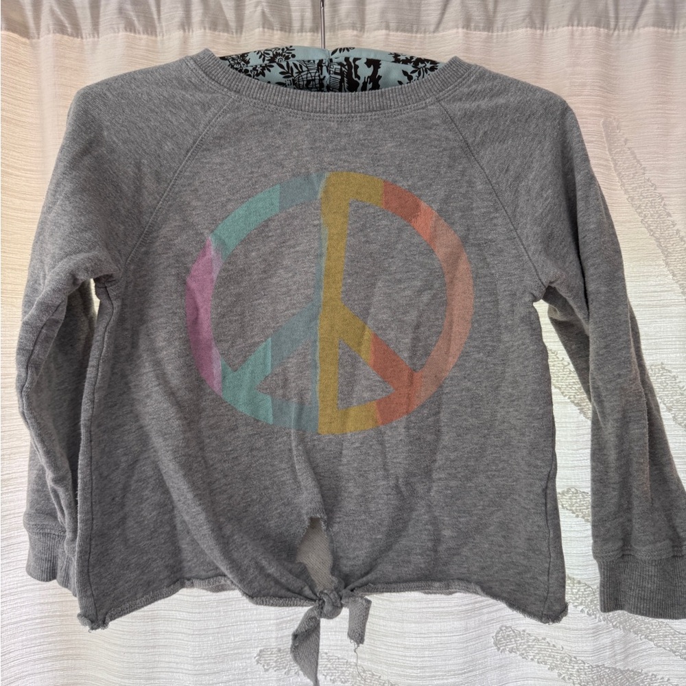 Kids PEEK NORDSTROMS Gray Peace Sign Kids Shirt Girls size 6/7